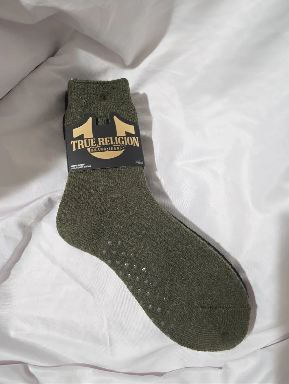 NWT True Religion Brand Jeans Men's 2 Pack Sweatshirt Crews Cushioned Socks